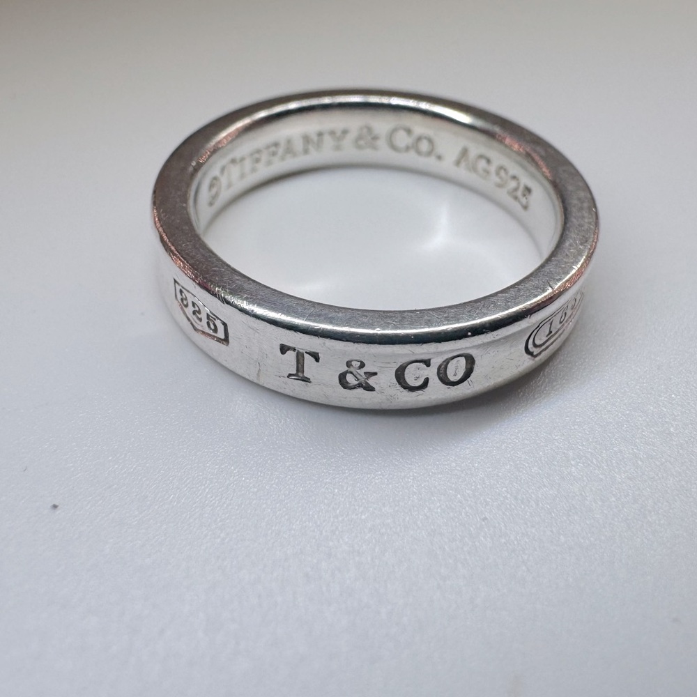 Tiffany and Co Thin Concave Band Ring SZ 4 AG 925 Vintage Collectible 1837 AUTH - Picture 5 of 11